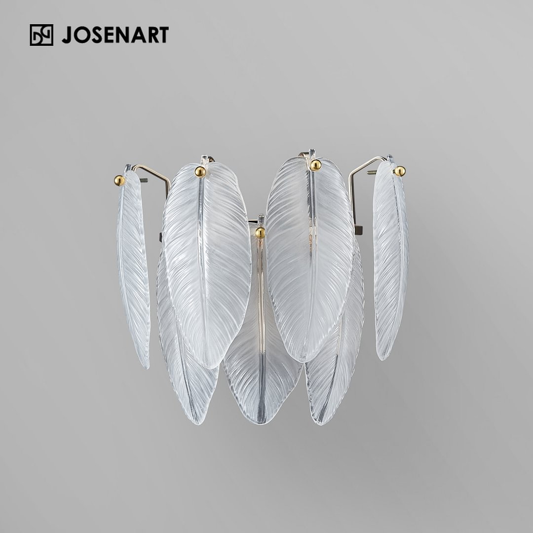Feather White Glass Sconce JOSENART Josenart