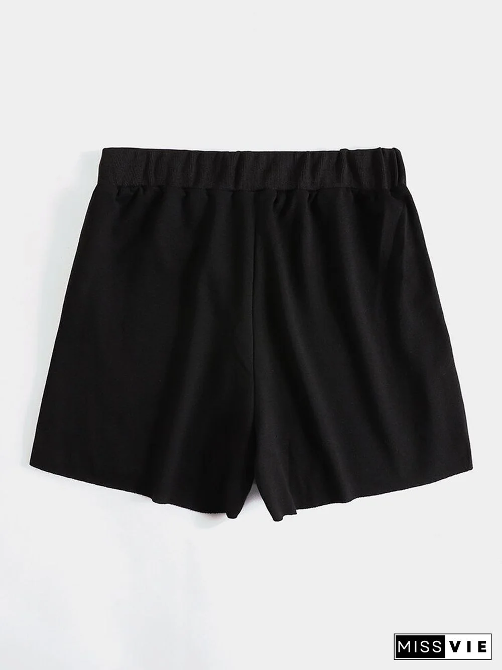 Side Striped Print Drawstring Casual Shorts for Women