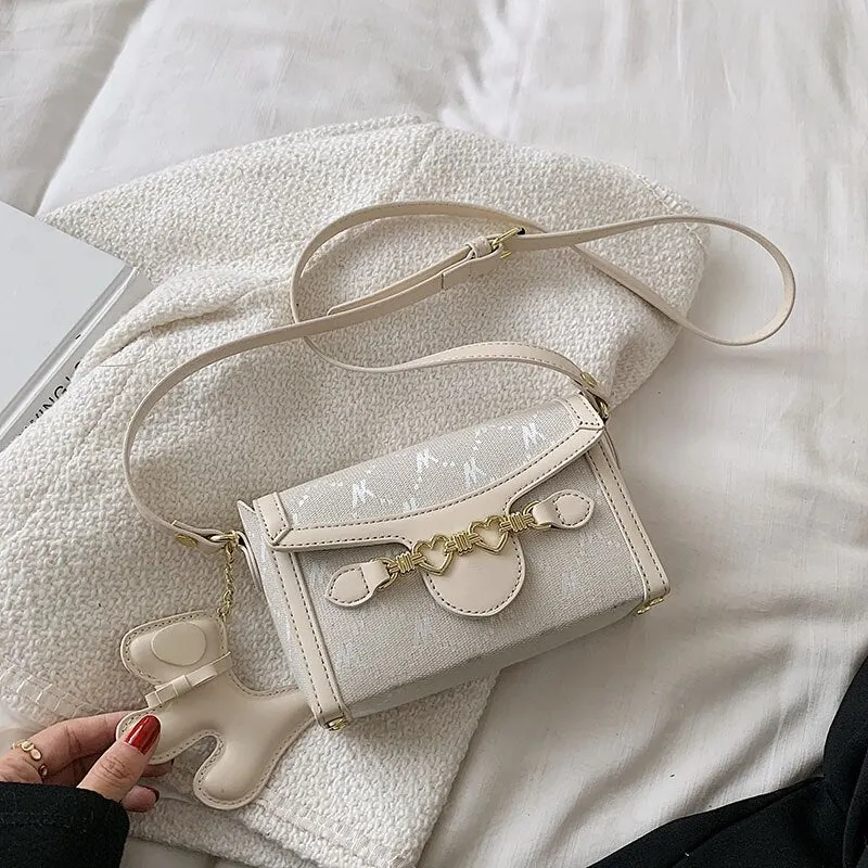 էѧӧܧ Luxury PU Leather Flap Shoulder Crossbody Bags For Women 2021 Letter Decoration Women's Designer Small Handbag