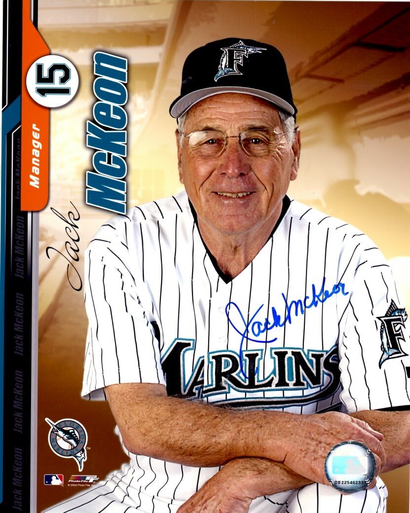 Signed 8x10 JACK MCKEON Florida Marlins Autographed Photo Poster painting - w/COA