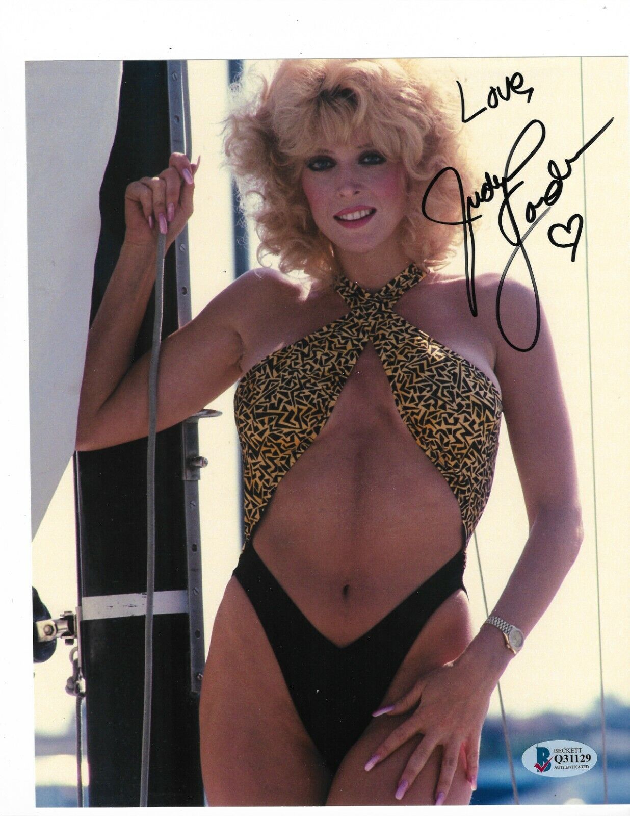 Judy Landers autographed 8x10 Photo Poster painting Beckett BAS COA STICKER ONLY