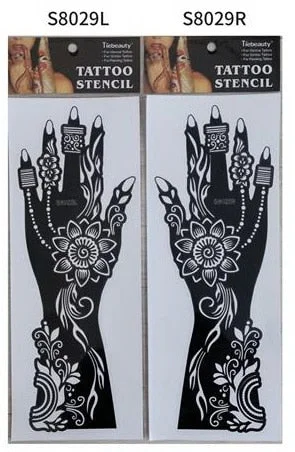 1pair 2pcs hand sleeve temporary tattoo stencil henna lace mandala tattoo template spray paint templates sheets lotus flowers