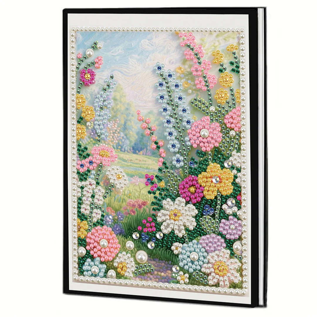 Summer Forest Partial Pearl DIY 50 Pages A5 Diamond Painting Notebook Special Shaped Diamond Art Diary Book Kits Wireless Strip 5D Crystal Art Paintings Sketchbook for Art Drawing