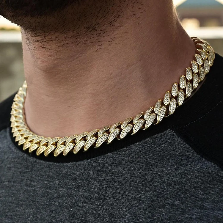 18MM Iced Out Big Miami Cuban Link Chain Necklace Hip Hop Jewelry-VESSFUL