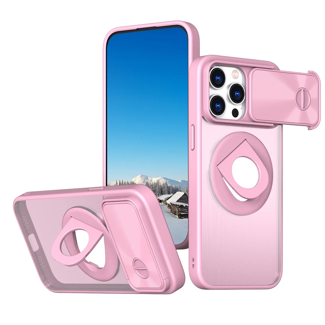 Suitable for iPhone 15/14 series invisible bracket skin-friendly magnetic sliding window phone case