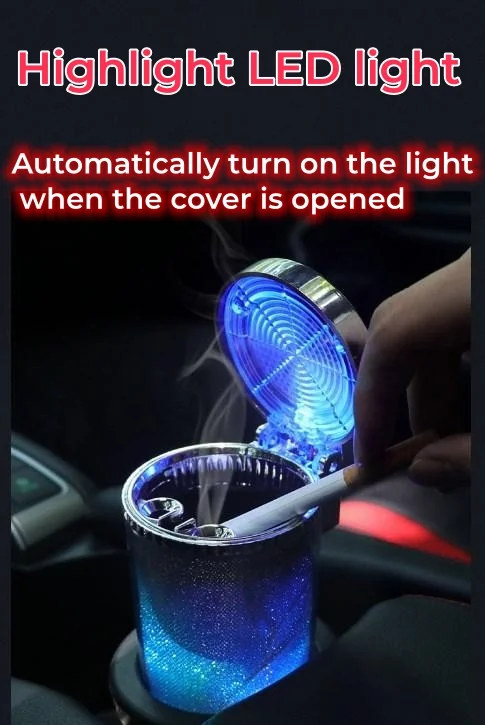 Car ashtray with LED light creative personality with cover