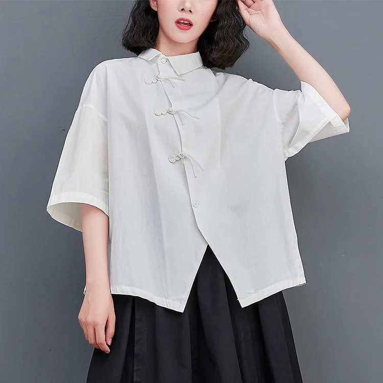 Simple Solid Color Short Sleeve Shirt