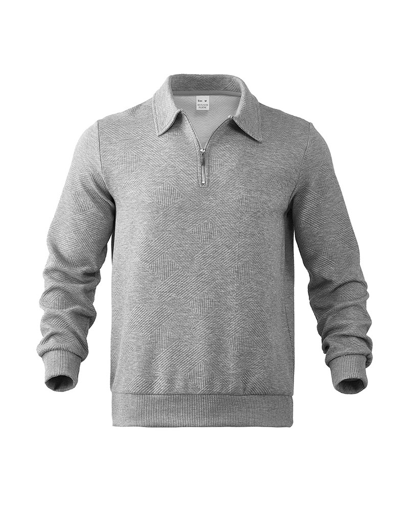 S-3XL Simple Solid Color Half-Zipper Lar Long Sleeve Sweatshirt