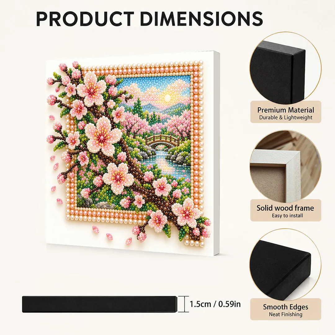 Framed Pearl Painting Kit Sakura Floral 11.81x11.81in
