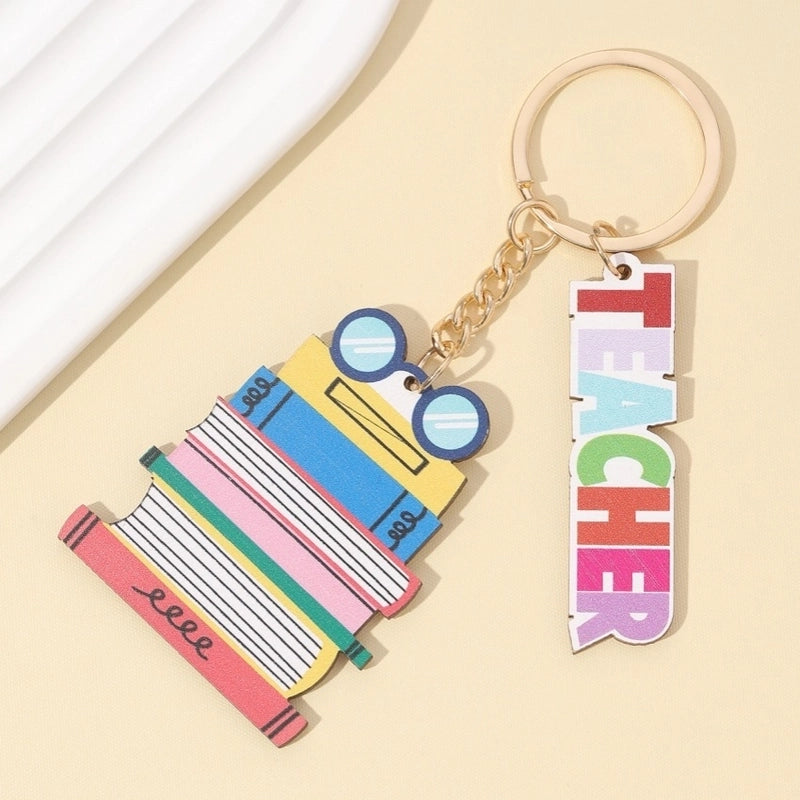 Modern Style Letter Wood Teachers’ Day Unisex Keychain