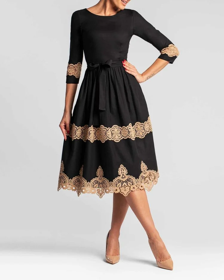 Fashionable and elegant lace patchwork dress