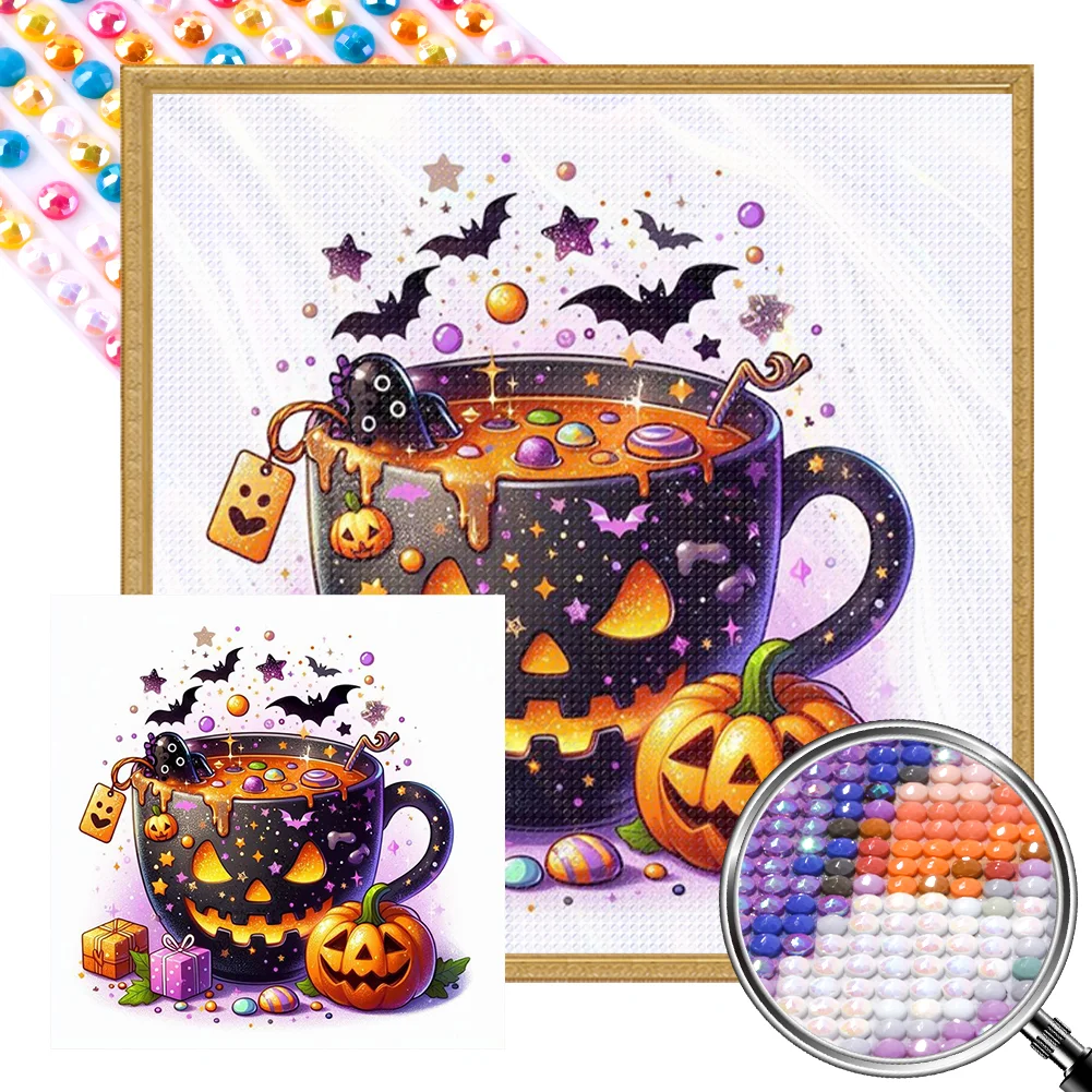 Full Round Partial AB Diamond Painting - Halloween Teacup(Canvas|45*45cm)