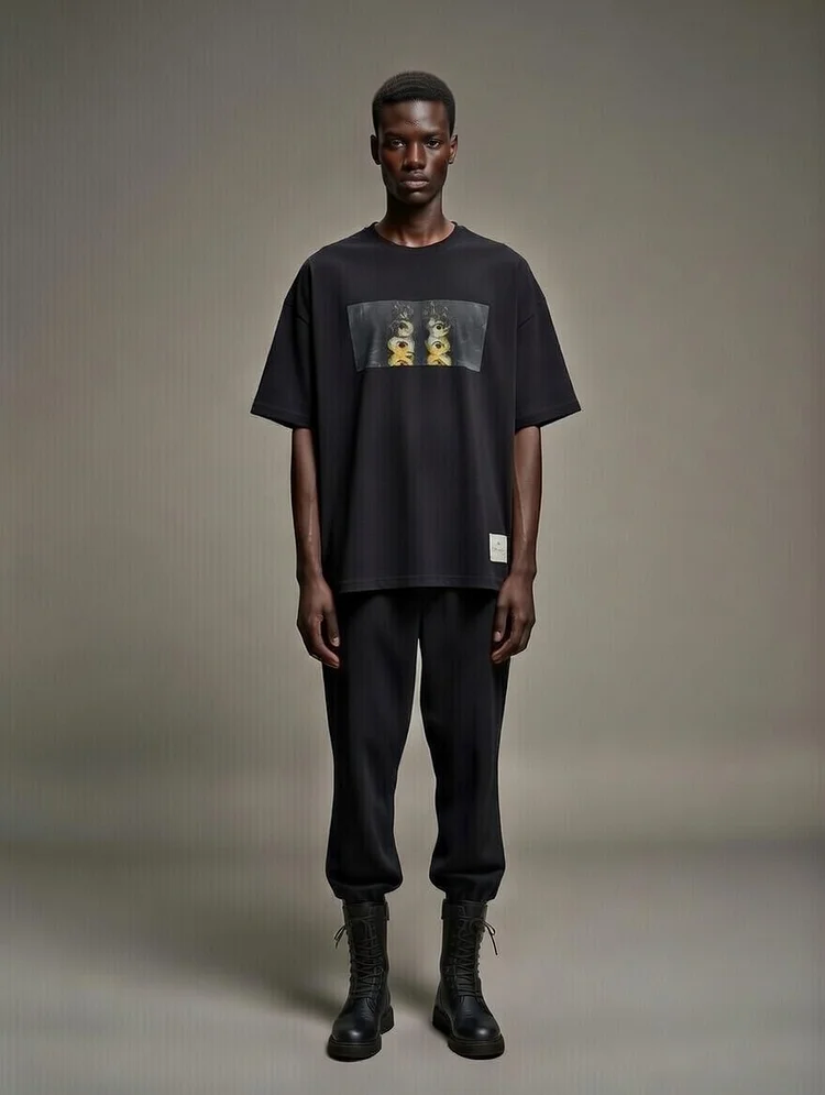 HYPERSOMNIAZZZZ Unisex Printed T-shirt  - 4 Recycled Water Bottles - Black