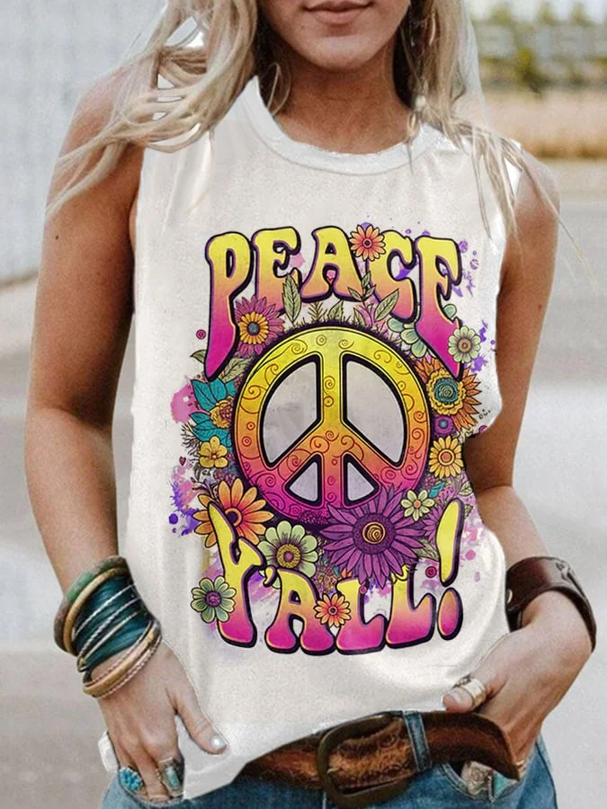 Hippie Style Ladies Printed Tank Top