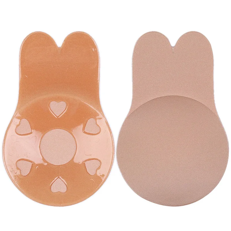 Uaang A Pair Women Silicon Rabbit Bra Adhesive Strapless Invisible Push Up Bras For Women Magic Instant Lift Breast Tape Sticky On Bra
