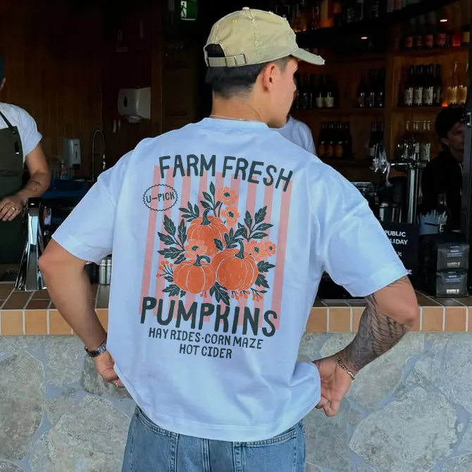 Farm Fresh Pumpkins Hay Rides&middot;Corn Maze Hot Cider Printed Men's T-shirt