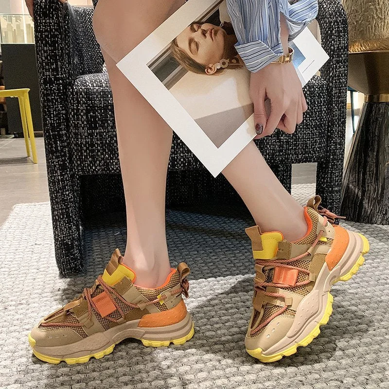 Women Chunky Sneakers 2021 Brand Design Women's Shoes Fashion New Female Summer Colorful Platform Thick Sole Casual Shoes Woman