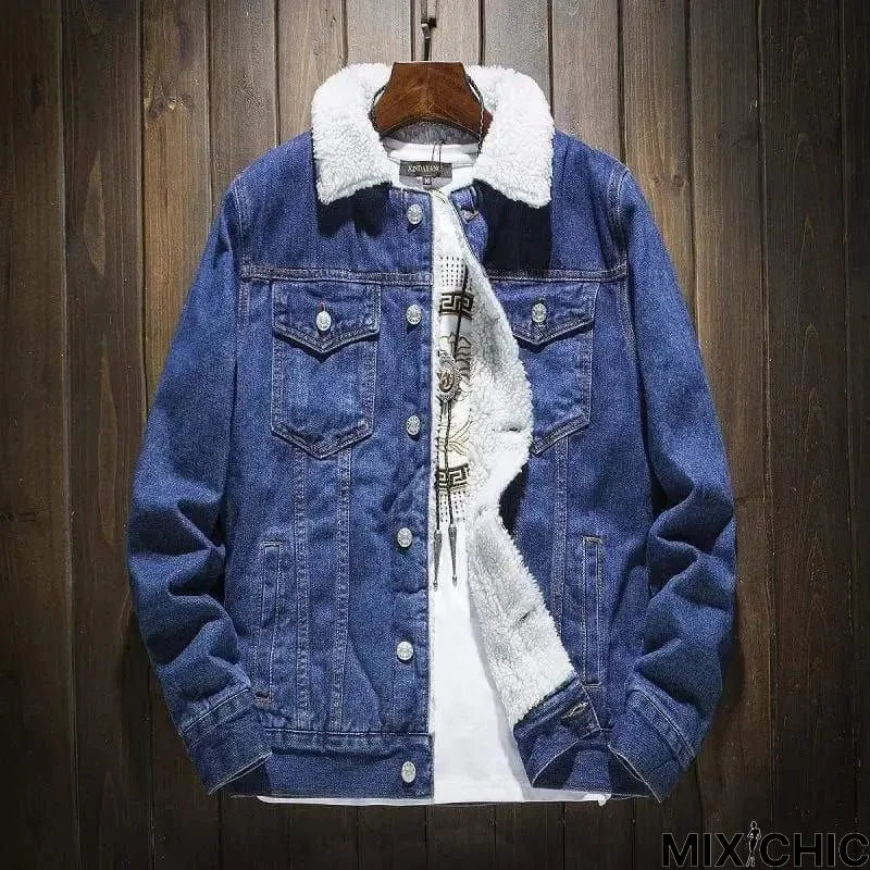 Plush Padded Lamb Wool Denim Jacket