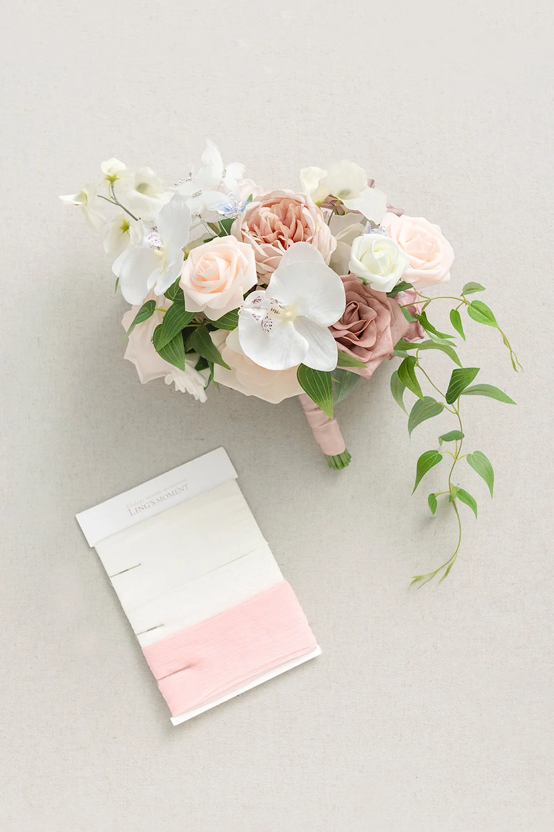 Micro Free-Form Bridal Bouquets in Dusty Rose & Ivory