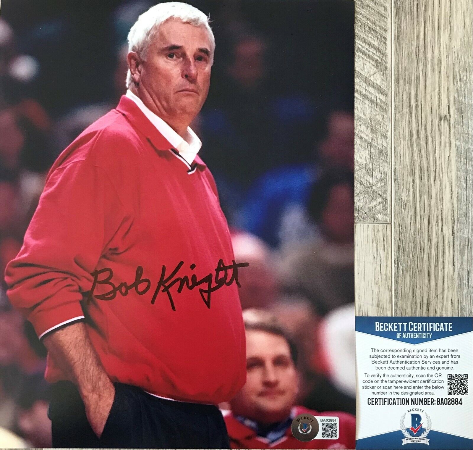 THE GENERAL Bob Knight Autographed Signed HOOSIERS NCAA 8x10 Photo Poster painting Beckett BAS