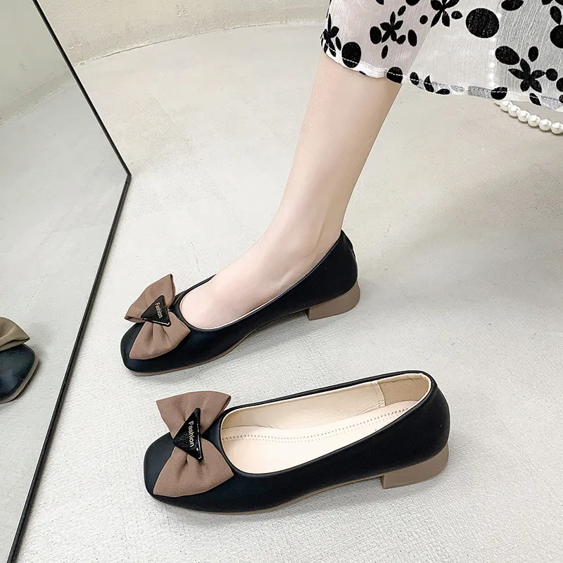 Breakj Breakj Single-Shoe Women's One-Legged Shallow Women's Shoes 2025 Autumn New Evening Wind French Bow Bean Shoes