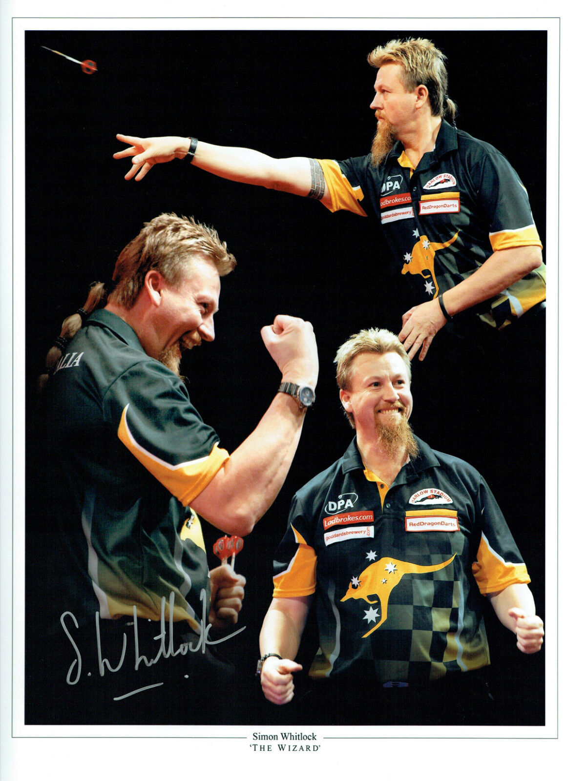 Simon WHITLOCK The Wizard Signed Autograph Darts 16x12 Photo Poster painting Australia AFTAL COA