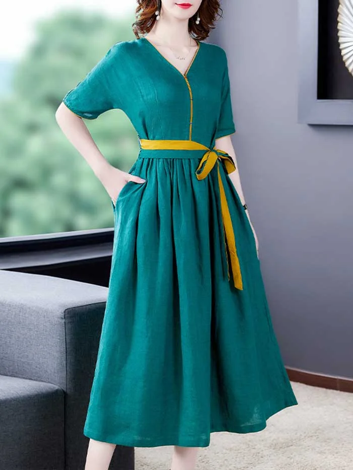 Retro ethnic style female slim slim summer temperament dress