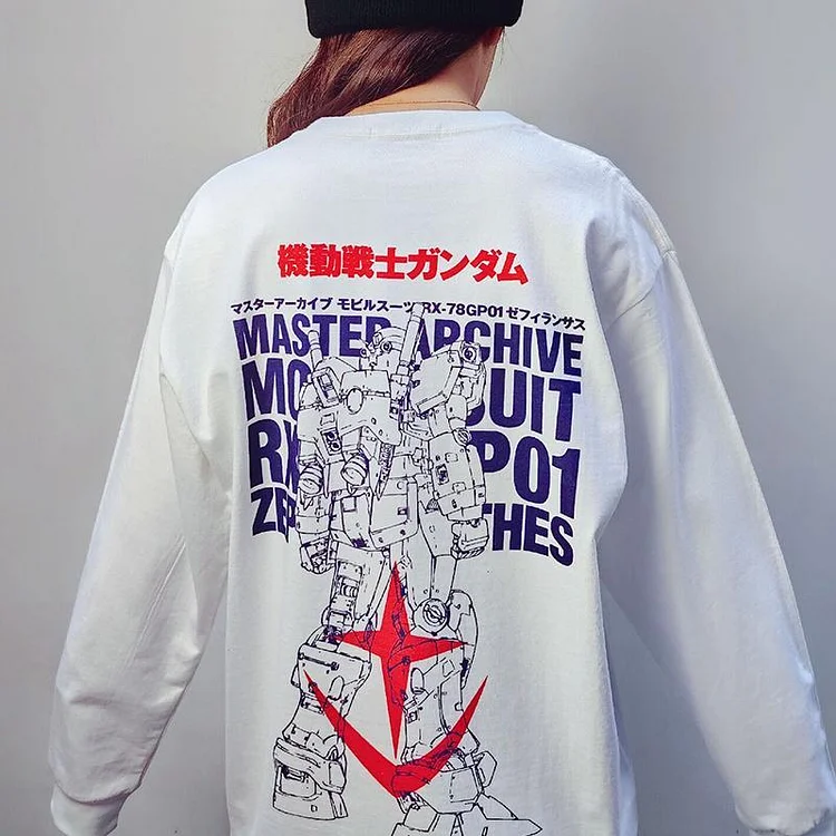 Pure Cotton Mobile Suit Gundam Anime Long Sleeved T-shirt weebmemes