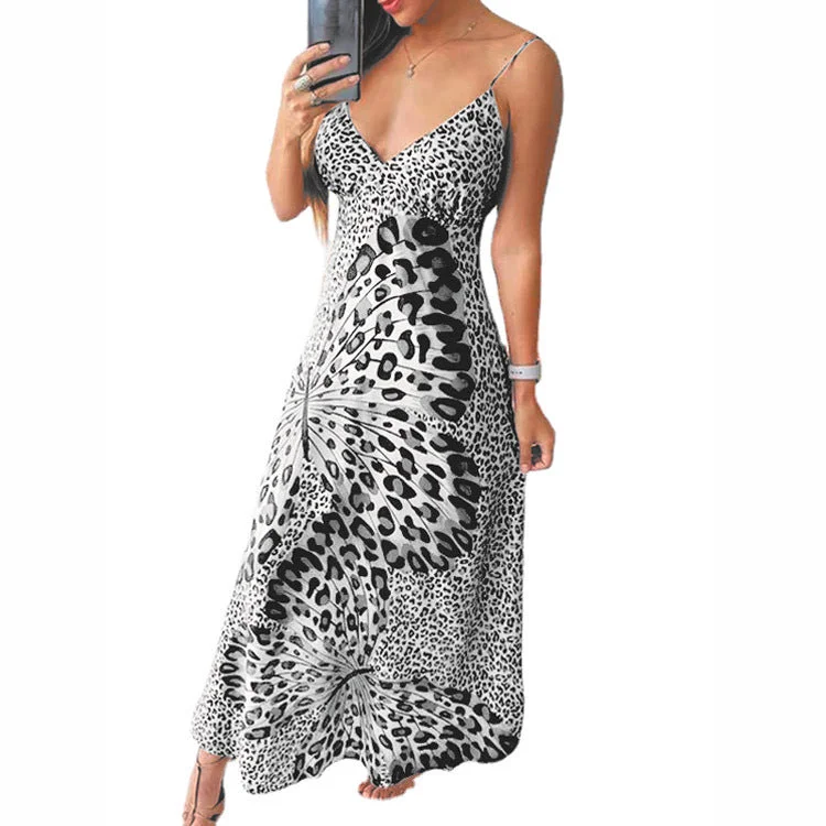 Nina Parker Dresses Sexy Suspender Dress Leopard Print Loose Sleeveless Dress