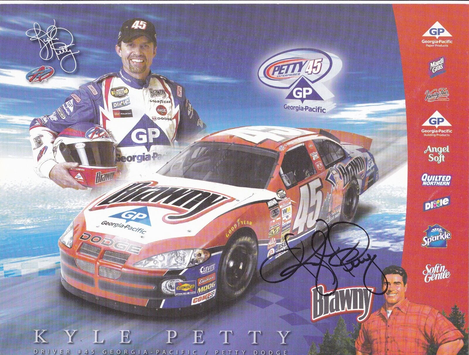 Kyle Petty signed 8.5 x 11 inch color Nascar Brawny Photo Poster paintingcard #2