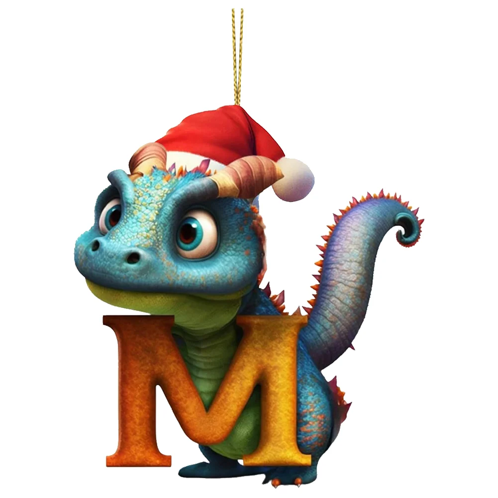 Christmas Cute Dragon Pendants Acrylic Letter Shaped Exquisite for Xmas Tree Car