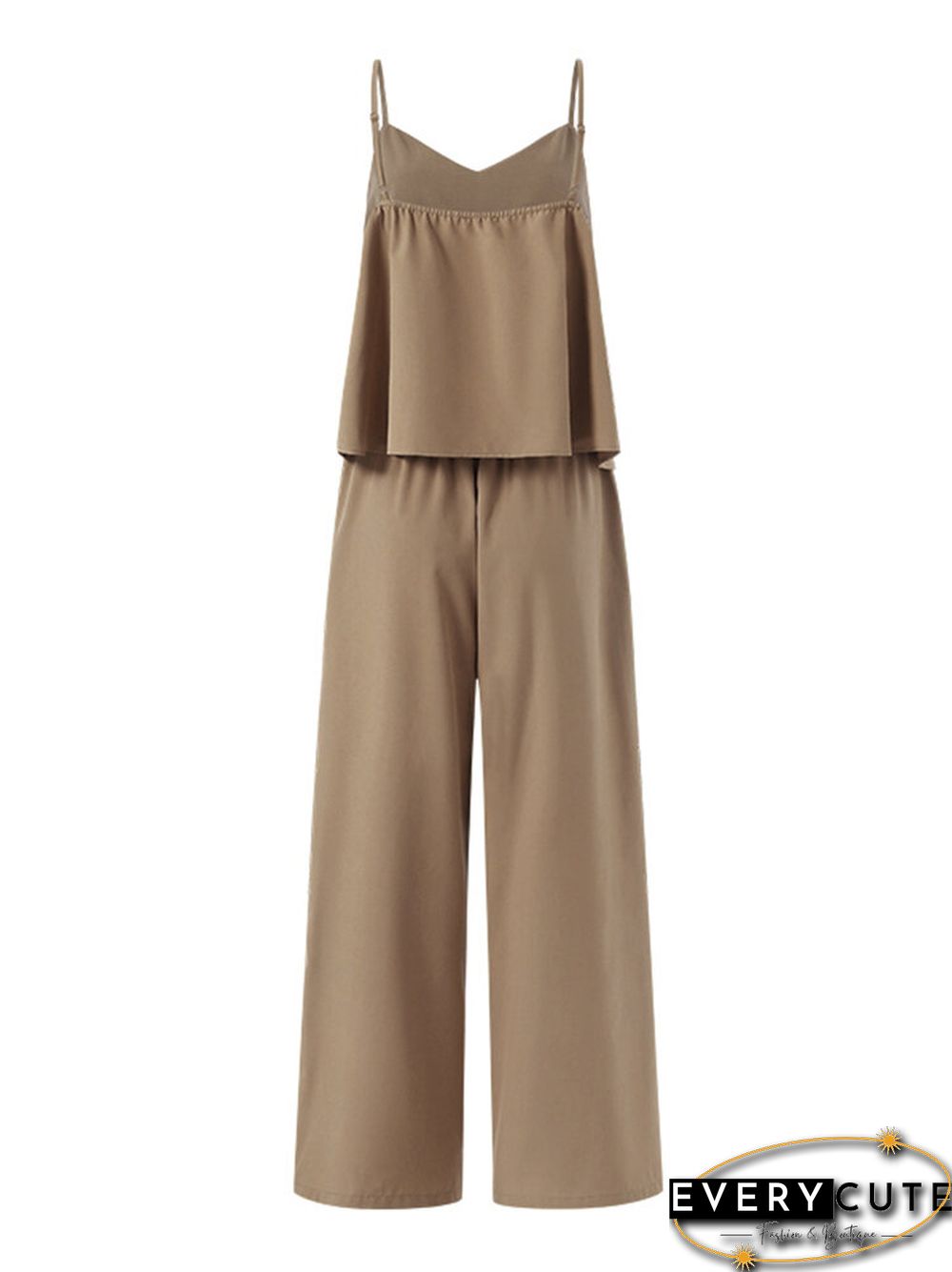 Plain Pleats V Neck Sleeveless Elegant Two Pieces Suit