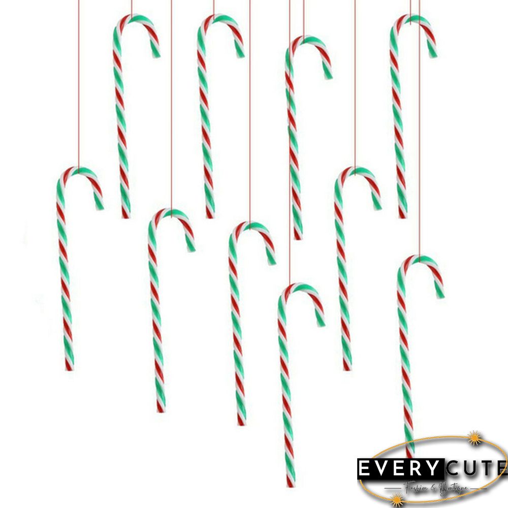 10Pcs Plastic Candy Cane ChristmasTree Decoration Christmas Tree Ornament Striped Candy Cane Sticks Pendant Holiday Ornaments