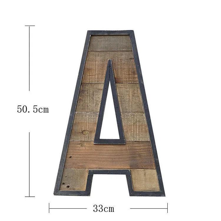 Vintage Industrial Style Solid Wood English Letter Wall Hanging for Bar Cafe Decor