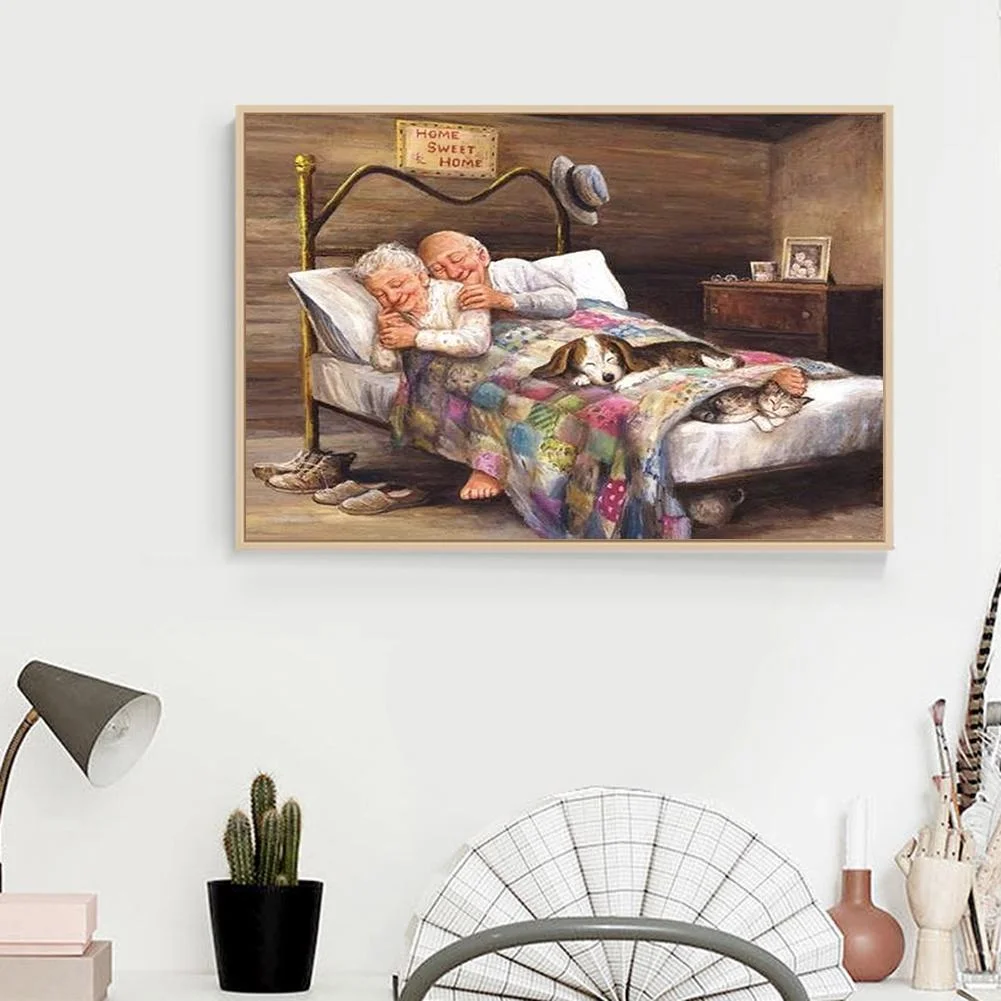 Diamond Painting - Full Round Drill - Happy Old Couple(40*30cm)