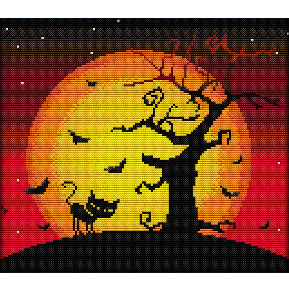 14CT Full Stamped Cross Stitch - Halloween(Canvas|31*29CM)