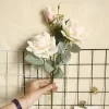 Blooming 3 Stems White Pink Roses Artificial Flower