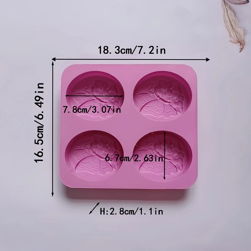4 Holes Butterfly Soap Mold Silicone Moulds DIY Aromatherapy Handicrafts Making Soap Moulds Candle Cake Moulds