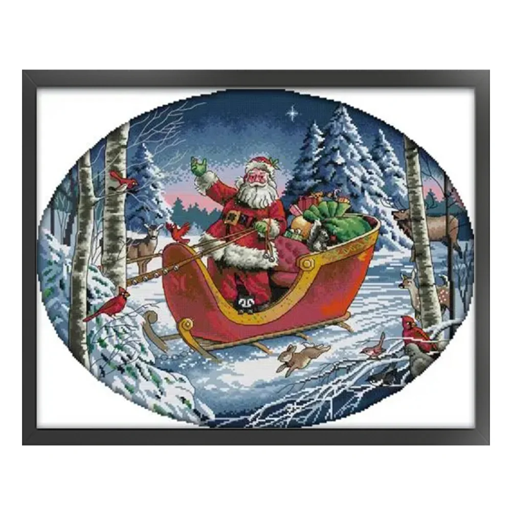 DIY Stamped Cross Stitch 14CT Partial Embroidery 53*44cm - Santa Claus