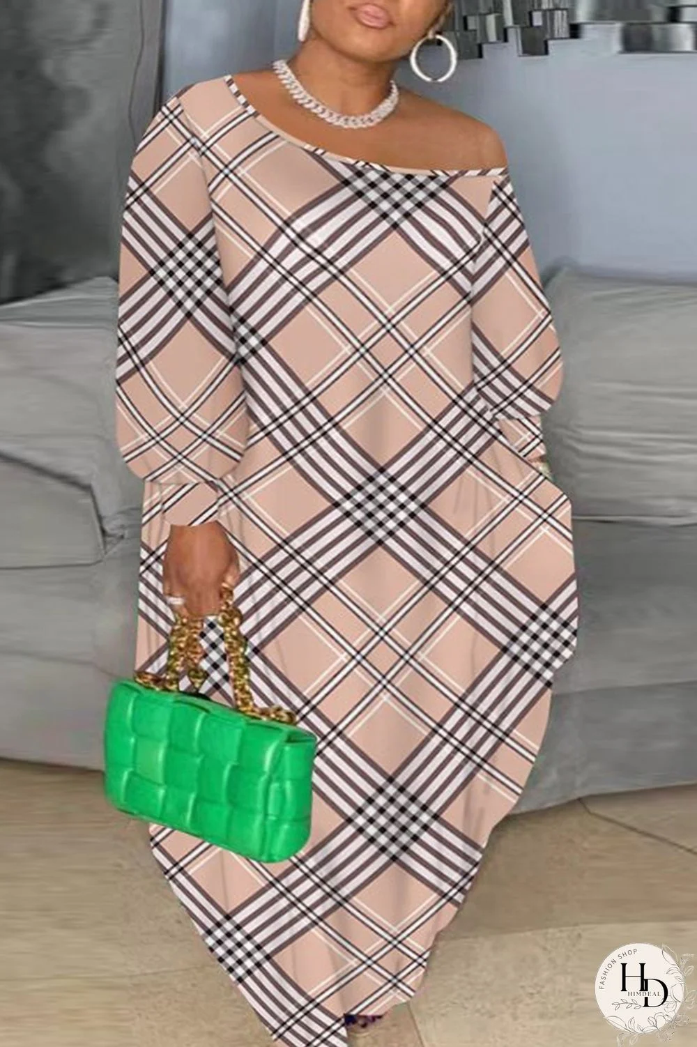 White Casual Print Patchwork O Neck Printed Dress Plus Size Dresses