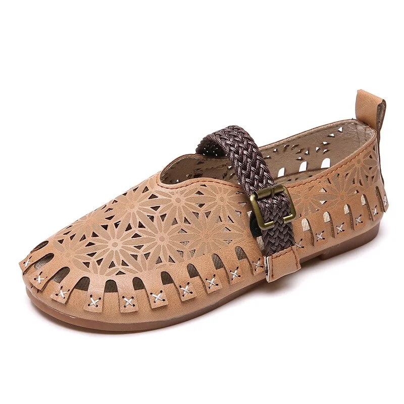 Moccasins Chic Women Sandals Women Casual Shoes Female Summer Mesh New Print Soft Flats Women Retro Hollow Breathable Beach Shoe