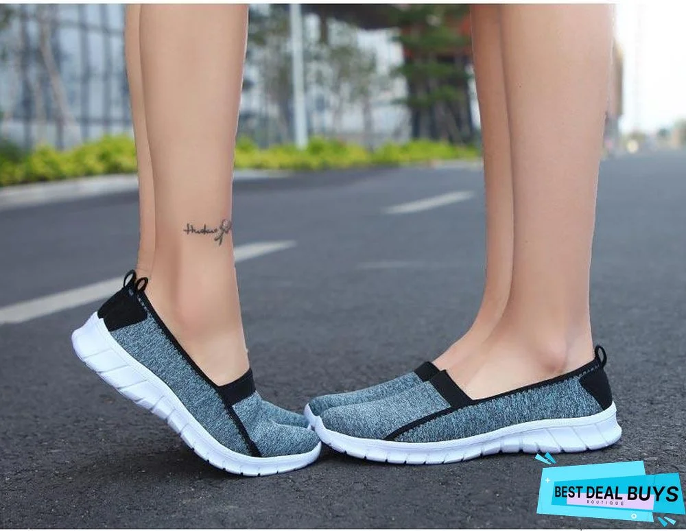 Women Slip On Loafers Plus Size Breathable Mesh Ballet Sneakers Flat Shoes