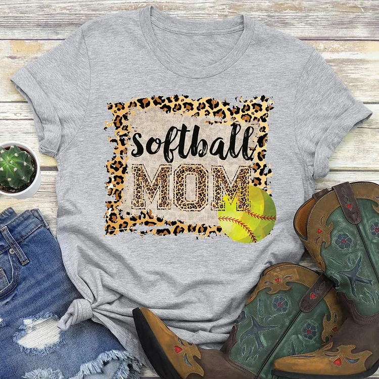 AL™ Softball Leopard mom T-shirt Tee - 01223-Annaletters
