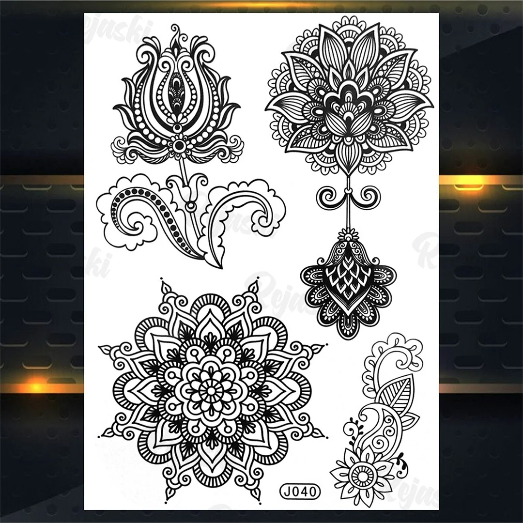 Sdrawing Elephant Pendant Temporary Tattoos For Women Men Lion Butterfly Snake Feather Fake Tattoo Sticker Glamour Back Body Tatoos