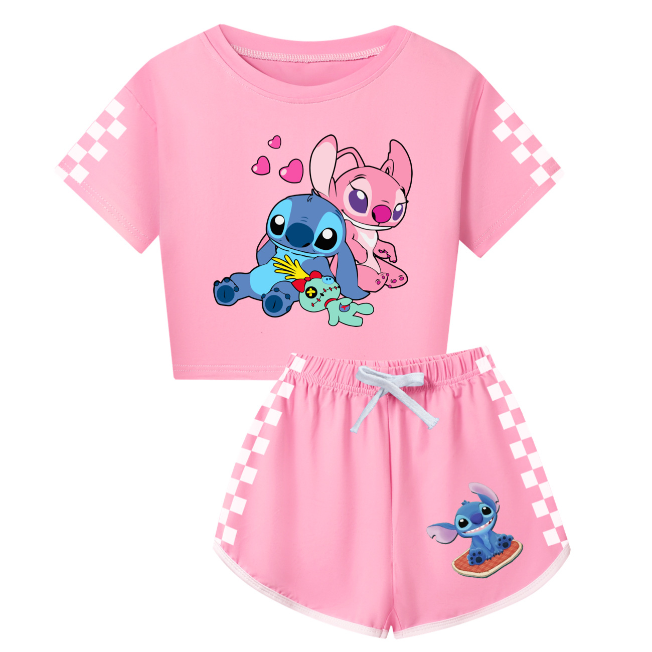 Stitch Family Matching Set: Adult & Kids Short Sleeve Top and Shorts Combo 3559 -Mayoulove