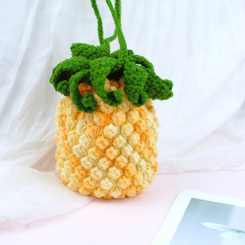 DIY Crochet Kit Pineapple Bag: Luxe Milk Cotton Yarn Craft Set