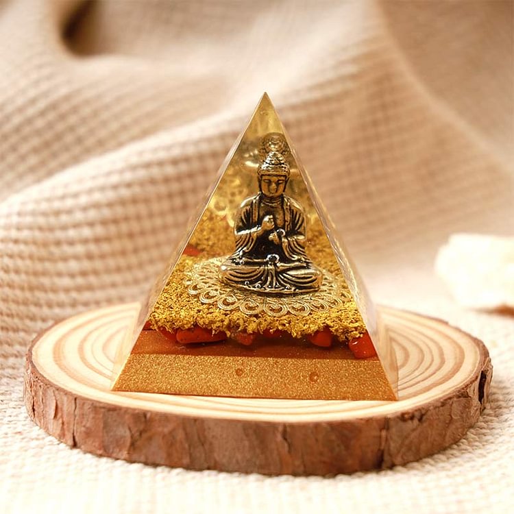 Red Agate Buddha Symbol Protection Orgone Pyramid