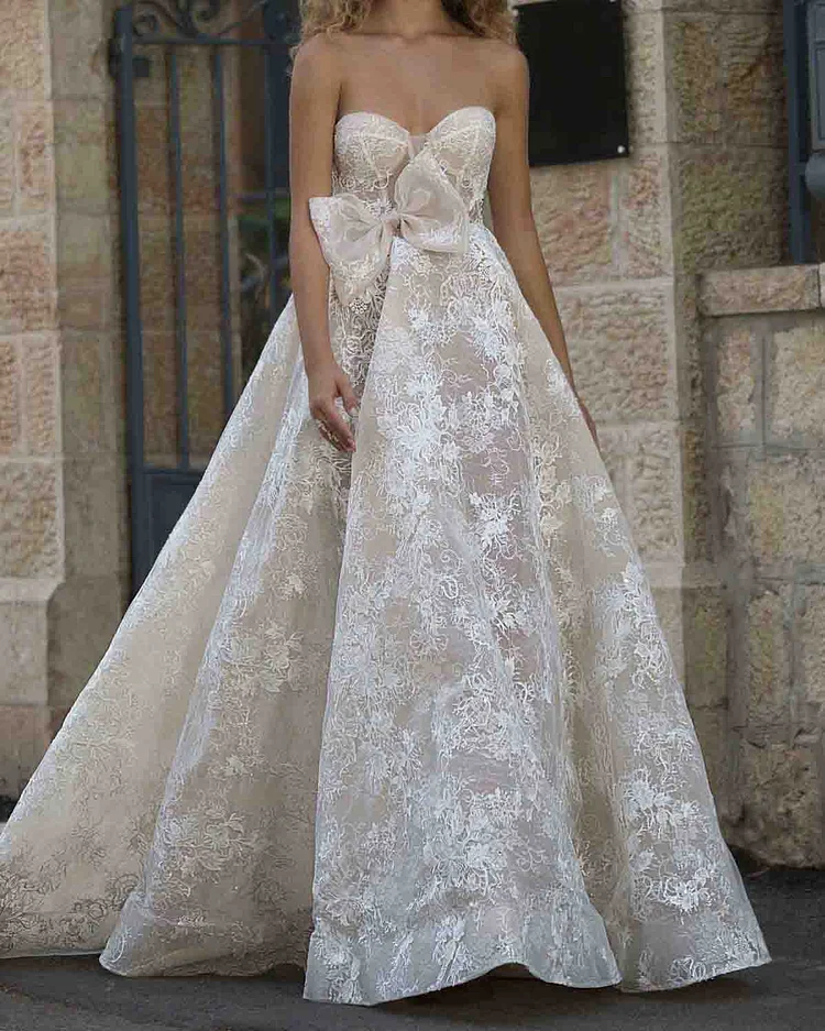 Bow wedding evening dress