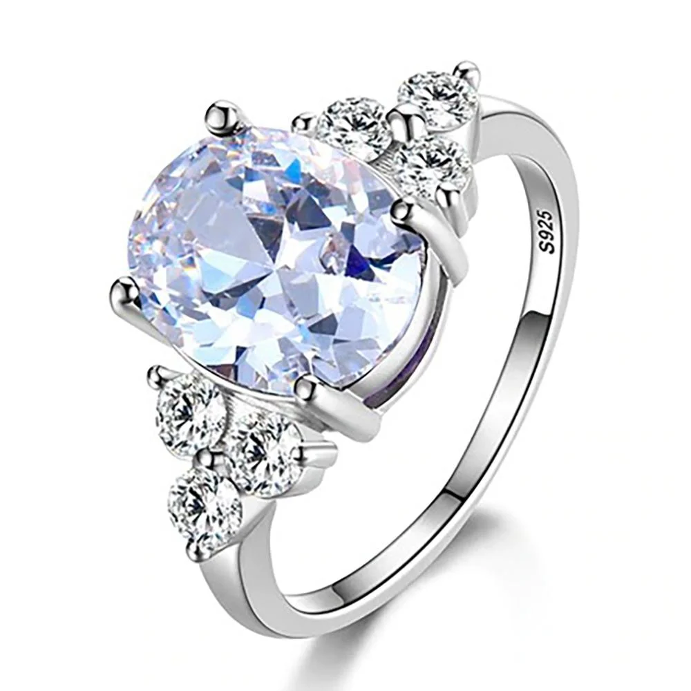 Glittering Oval Shape Rhinestone Studded Rings