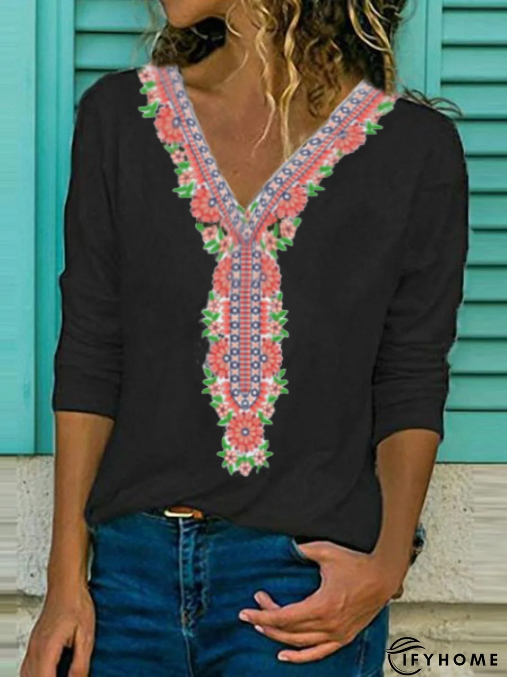 Casual V Neck Tunic Top | IFYHOME